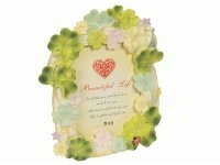 001 Рамка для фотографий из керамики ( розовые и салатовые цветы ) 10х15